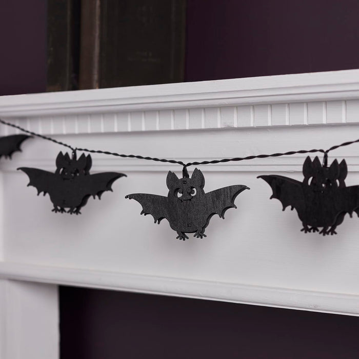 10 Wooden Bat Halloween Fairy Lights