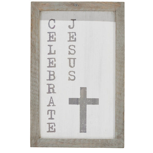 "Celebrate Jesus" Wood Sign - 15x9" - Primitive Star Quilt Shop