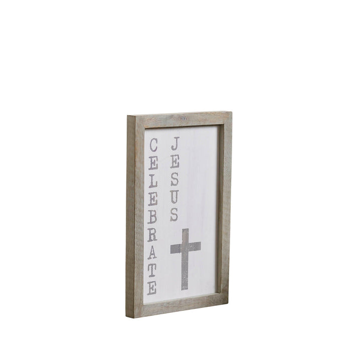 "Celebrate Jesus" Wood Sign - 15x9" - Primitive Star Quilt Shop