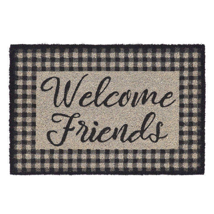 "Welcome Friends" Coir Rectangle Rug 20x30" - Primitive Star Quilt Shop